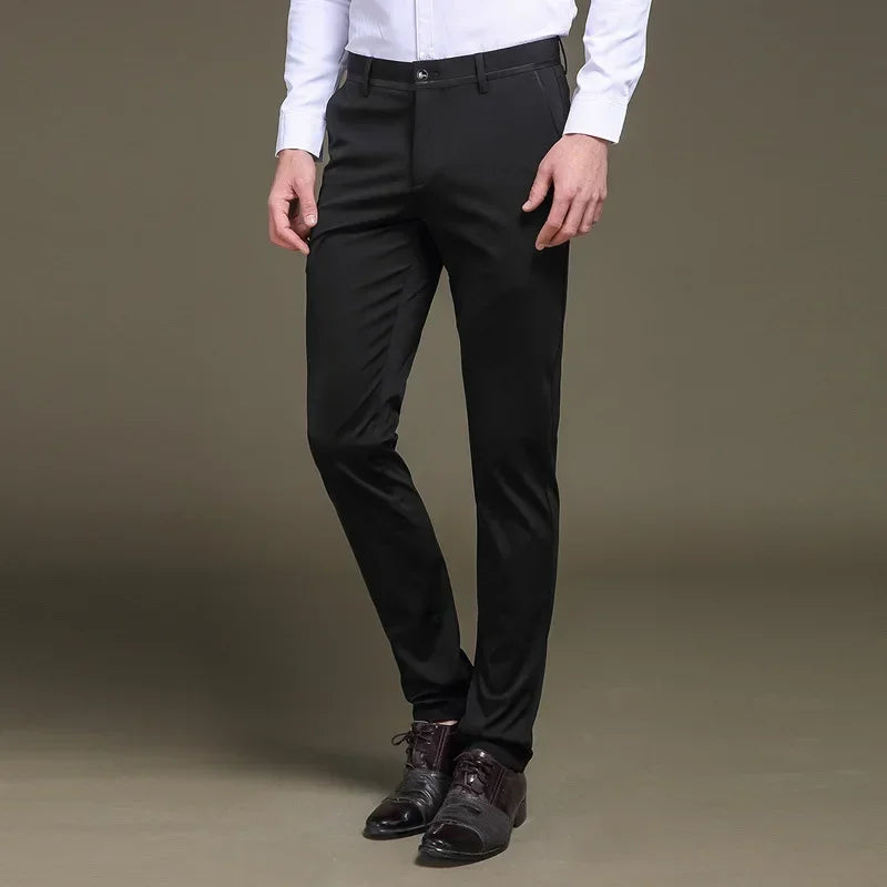 Kit de 3 Pantalones Masculinos en Seda Color Hielo y Elastano (¡Sofisticados y Duraderos!)